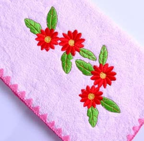 Flower Embroidery for Hand Towel